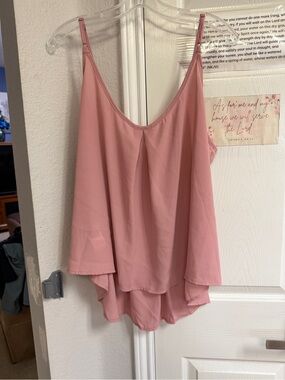 SHEIN Curve Dusty Rose Pleated V-Neck Cami